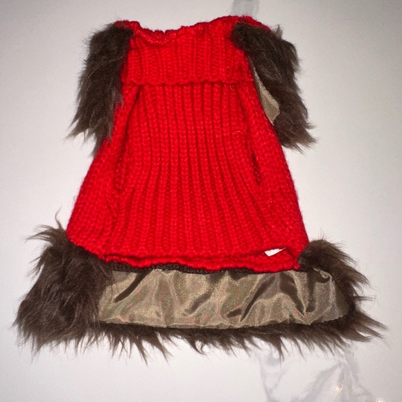 🐾 Coco Lane Couture Red Knit Dog Sweater with Faux Fur Trim – Size Extra Small 🐾 - Picture 2 of 3